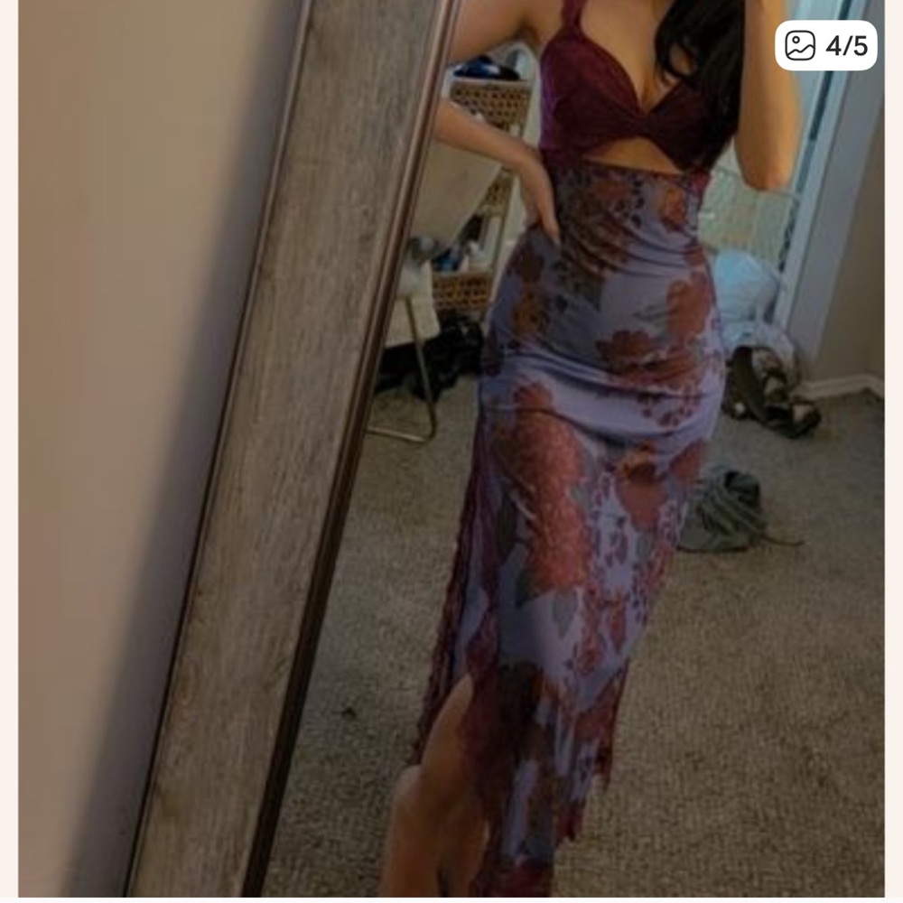Free People Purple and Red Floral Maxi Skirt - Picture 4 of 5